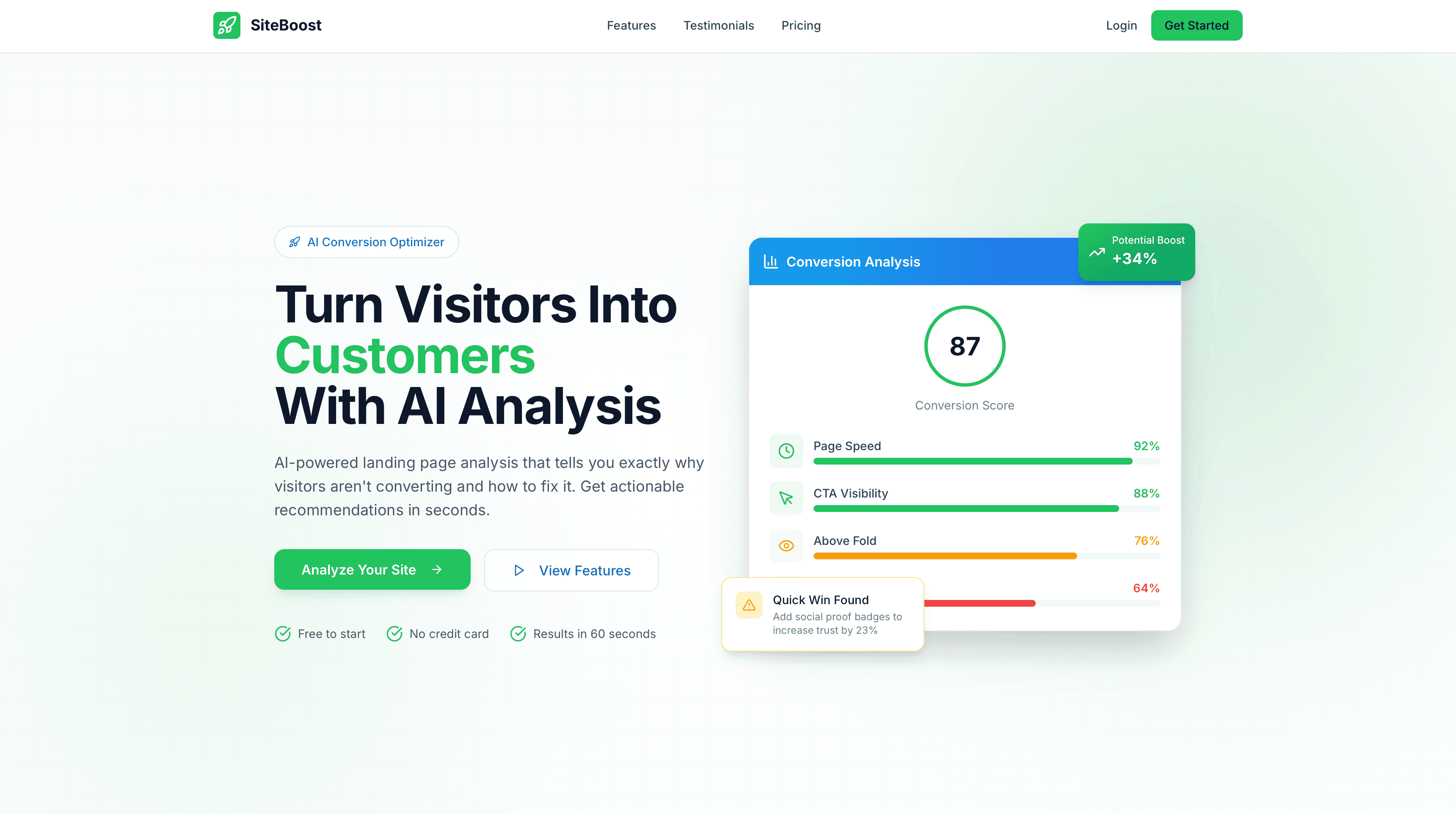SiteBoost Landing Page